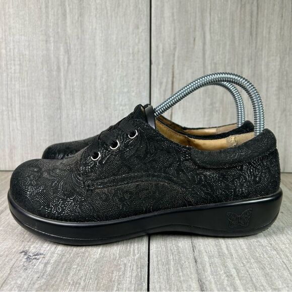 Alegria Kim 676 Lace Up Sneaker Black Lace Comfort Sneaker Womens Size 7 EUR 37 - Picture 3 of 10